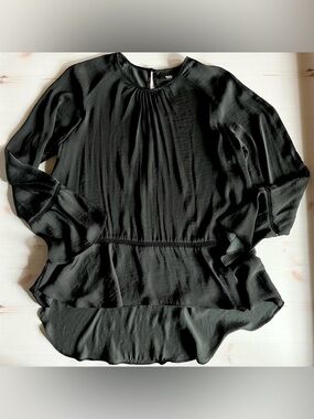 Mossimo black silky blouse with peplum sleeves